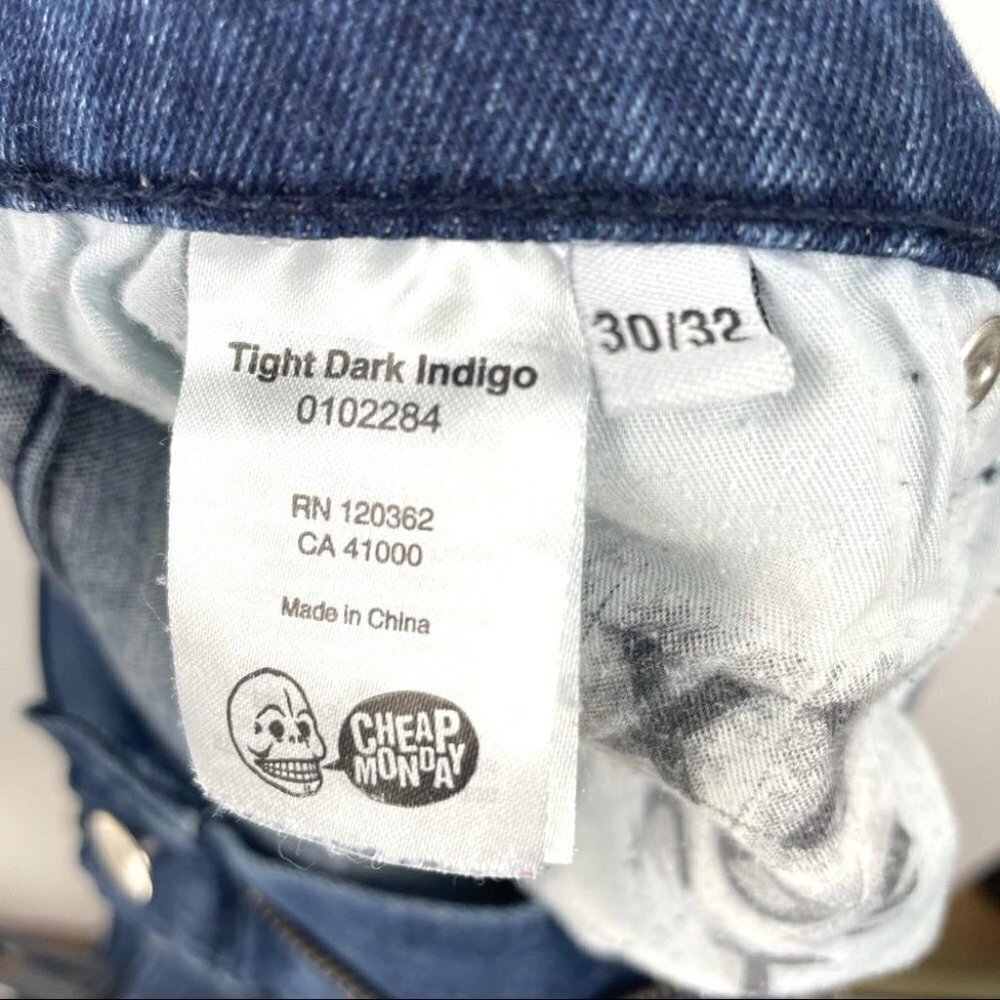 ** Cheap Monday High Rise Medium Dark Wash Skinny Jeans Size 30 - Picture 9 of 11